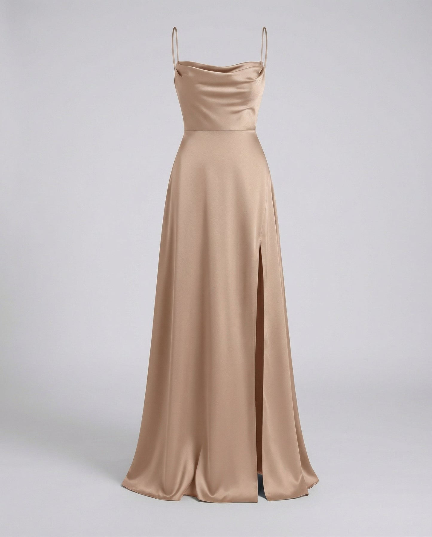 Women Satin Cowl Neck Maxi Dress Formal Evening Gown - Image 9