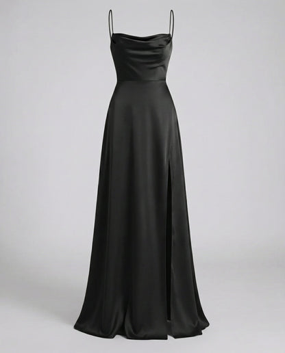 Women Satin Cowl Neck Maxi Dress Formal Evening Gown - Image 11
