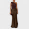 Women One Shoulder Pleated Maxi Dress