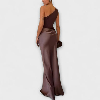 Alicia – One-Shoulder Pleated Maxi Dress - Image 2