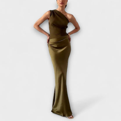 Alicia – One-Shoulder Pleated Maxi Dress - Image 4