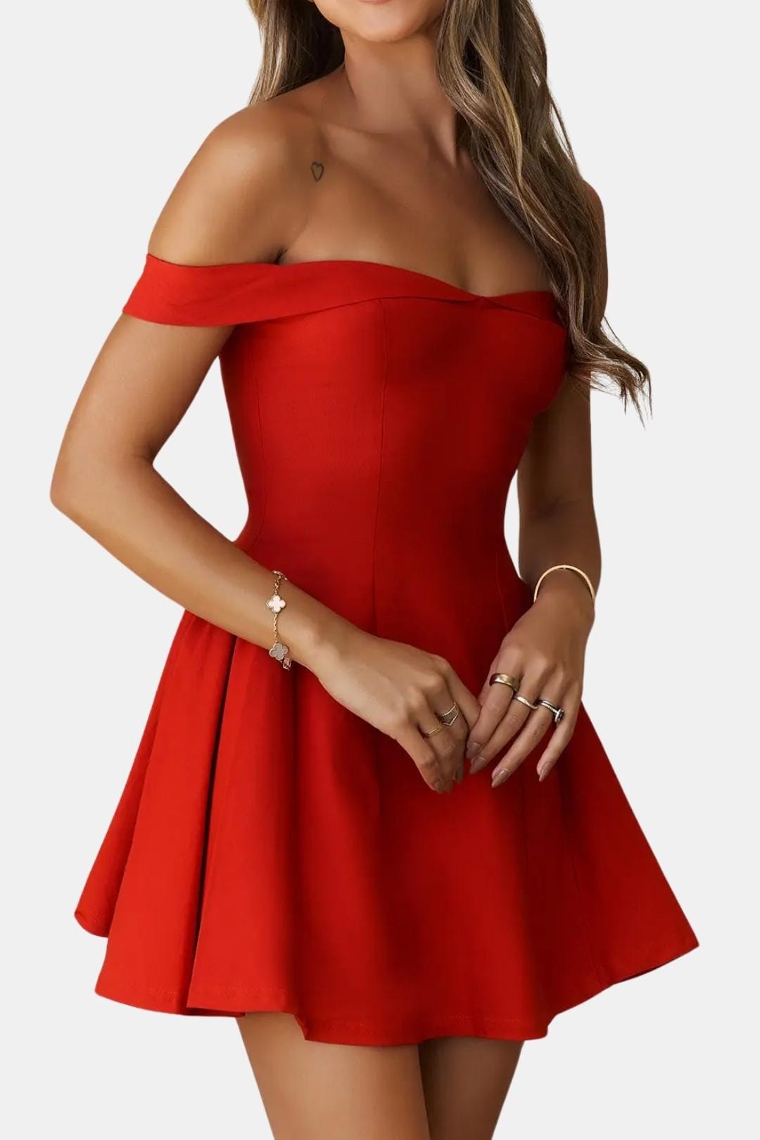Zariyah – Off-Shoulder Sculpted Mini Dress - Image 3