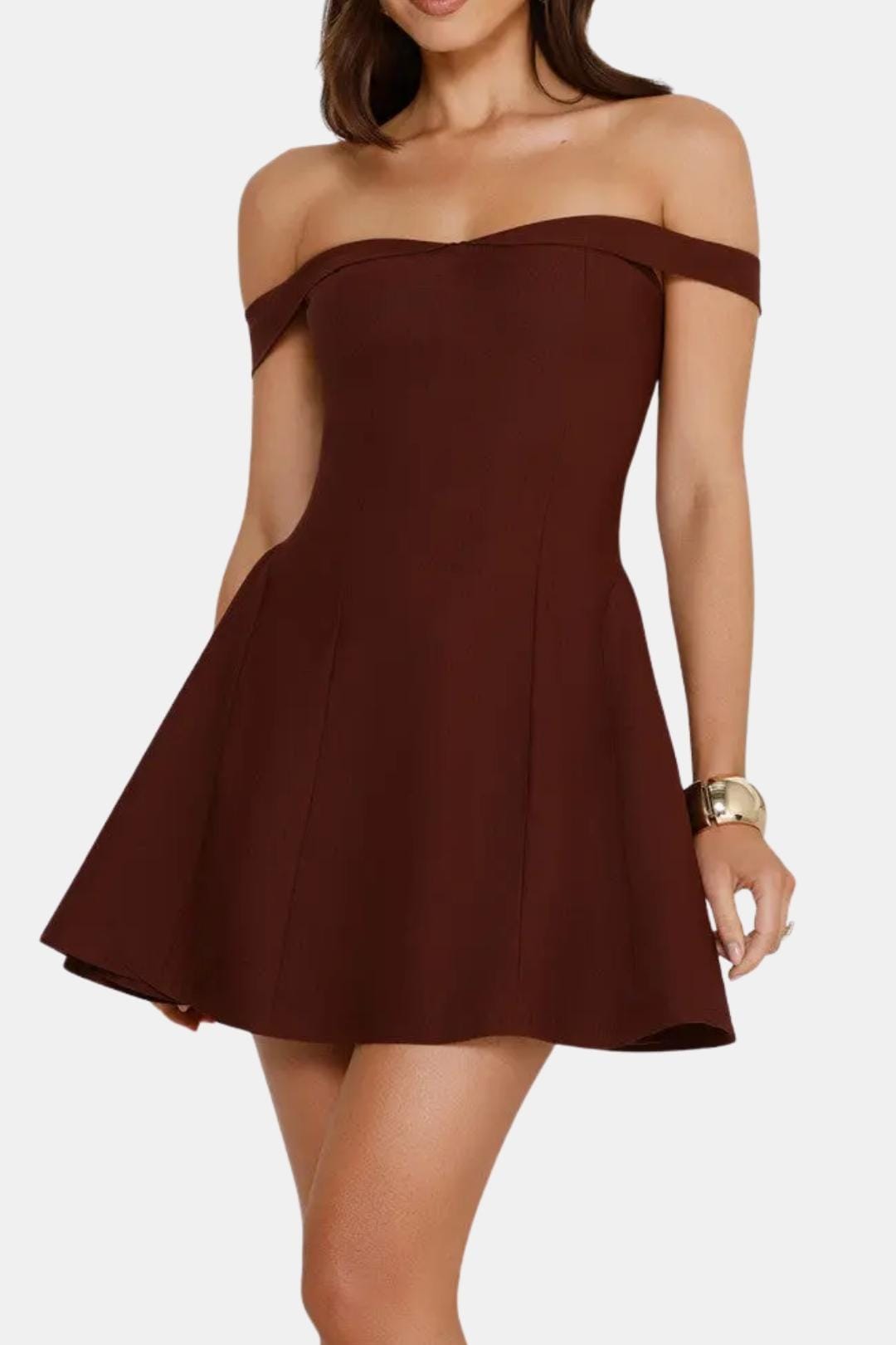 Zariyah – Off-Shoulder Sculpted Mini Dress - Image 11