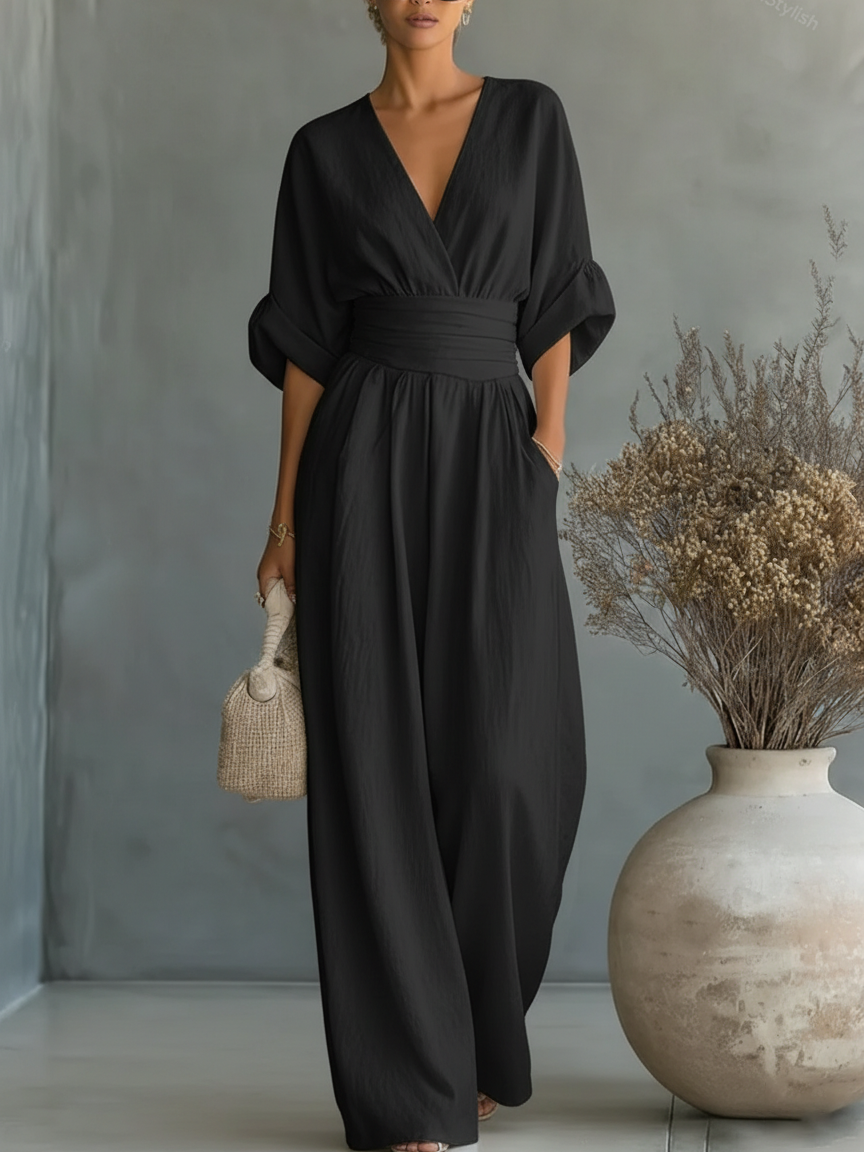 Flemira - Fluid V Neck Jumpsuit