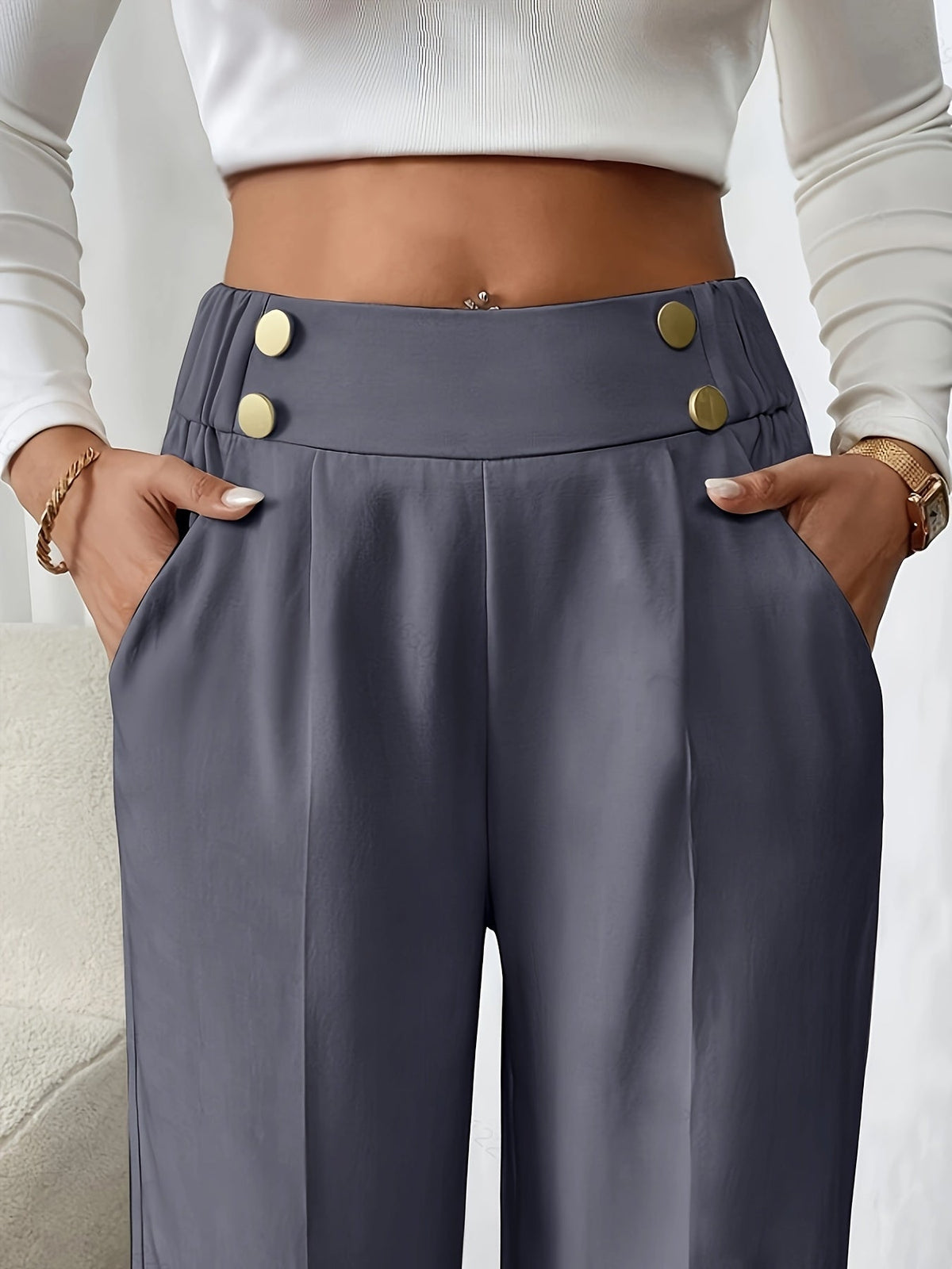 Women High Waisted Wide Leg Trousers - Image 10