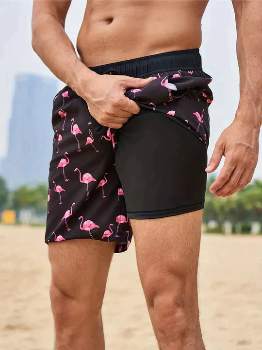 Men's Slim Fit Patterned Swim Trunks Inner Liner - Image 2