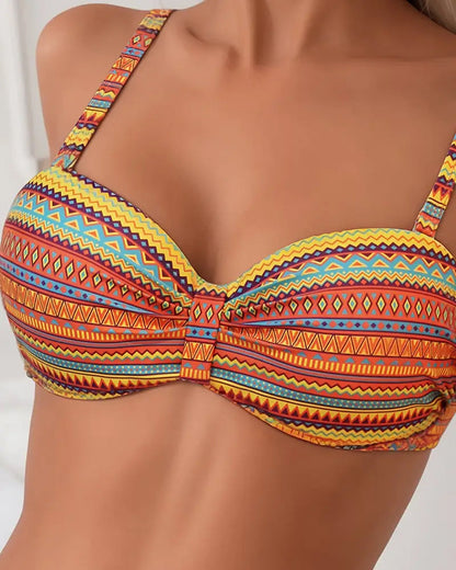 Women Striped High Waisted Triangle Bikini Set Two Piece Swimsuit
