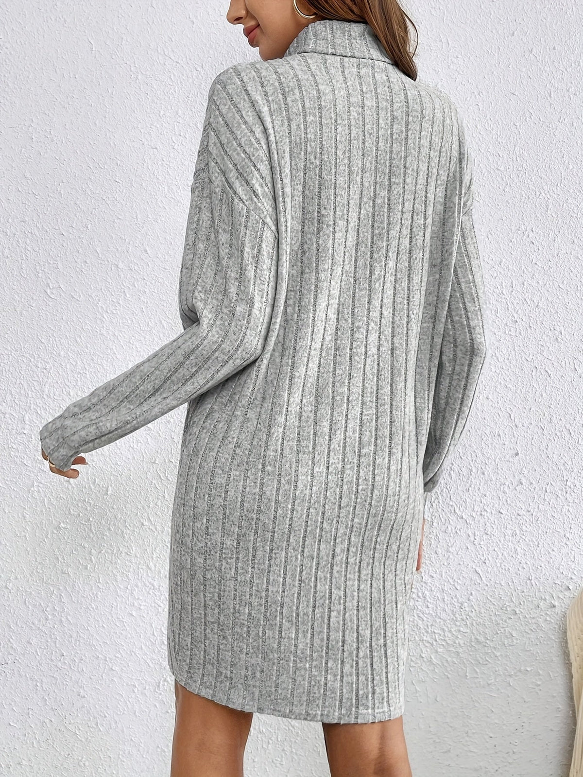 Women Ribbed Knit Sweater Dress - Image 14