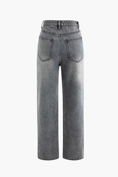 Elvarynn - Jeans de cintura asimétrica para mujer