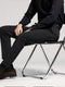 Men's Pleated Dress Trousers with High Waist and Relaxed Fit