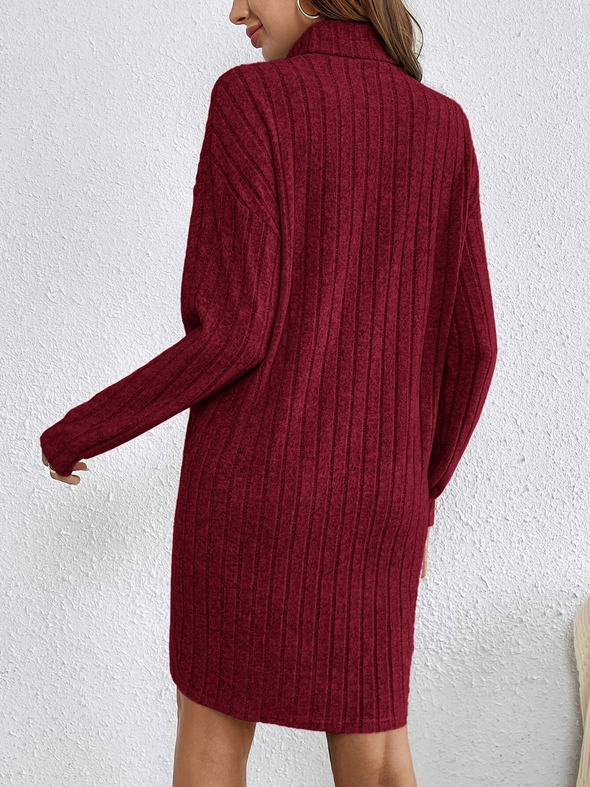 Women Ribbed Knit Sweater Dress - Image 25
