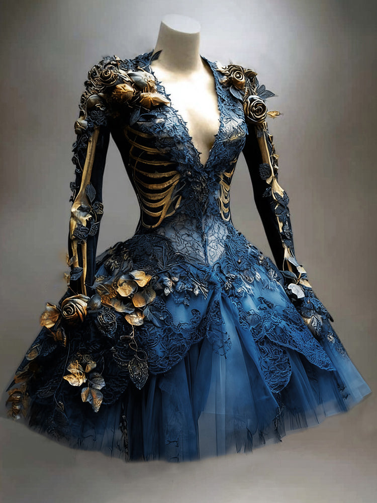 Women's Long Sleeve V-Neck Mini Dress | Halloween - Image 3