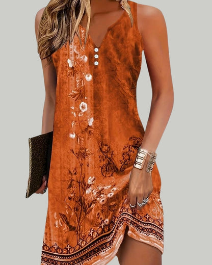 Lunaria - Robe d'été midi sans manches à col en V pour femme