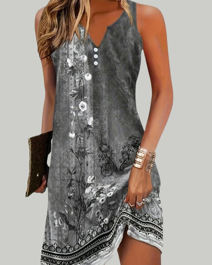Lunaria - Robe d'été midi sans manches à col en V pour femme