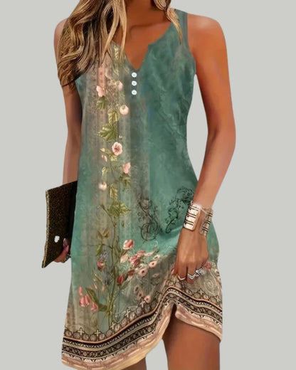 Lunaria - Robe d'été midi sans manches à col en V pour femme