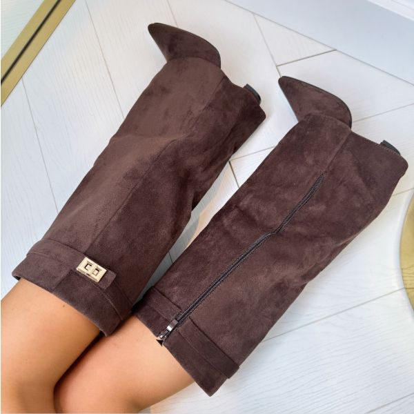 Velorna – Botas de tacón grueso para mujer con hebilla