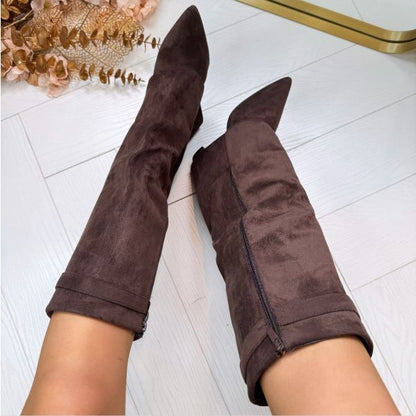 Velorna – Botas de tacón grueso para mujer con hebilla