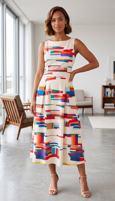 Amyra - Rochie maxi cu imprimeu geometric
