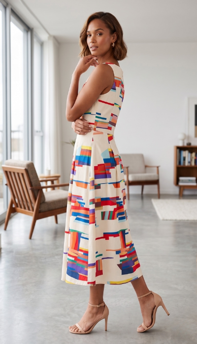 Amyra - Rochie maxi cu imprimeu geometric