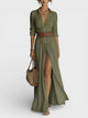 Women Flowy Button Front Maxi Shirt Dress Lightweight Summer - Image 3