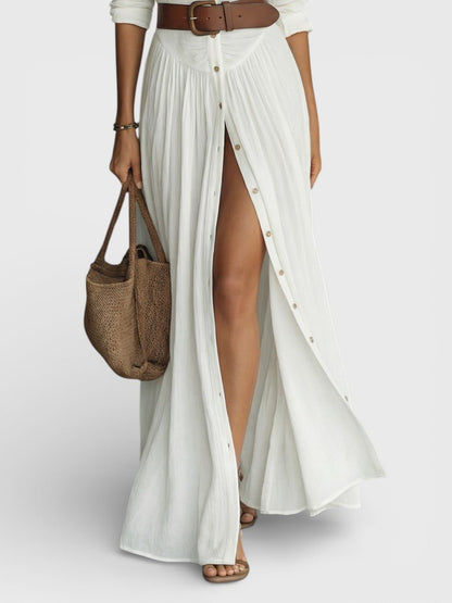 Women Flowy Button Front Maxi Shirt Dress Lightweight Summer - Image 5