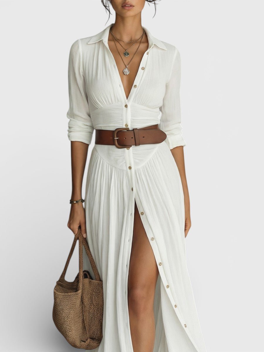 Women Flowy Button Front Maxi Shirt Dress Lightweight Summer - Image 6