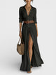 Women Flowy Button Front Maxi Shirt Dress Lightweight Summer - Image 2