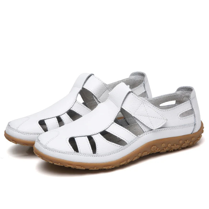 Women White Strappy Flat Sandals Arch Support Non-Slip - Image 7