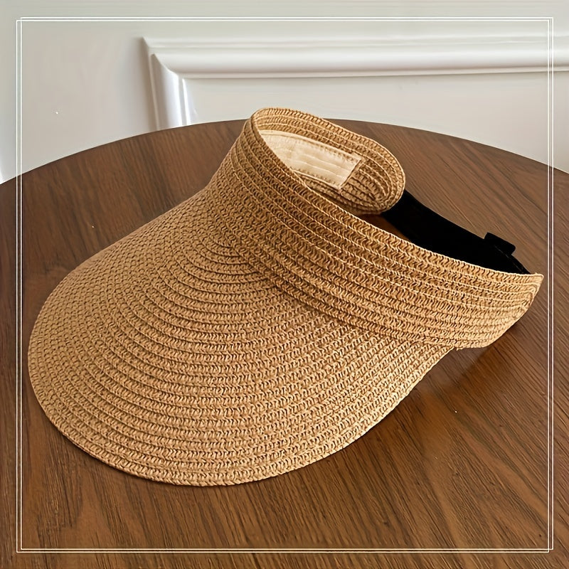 Women's Wide Brim Foldable Straw Sun Visor UV Protection