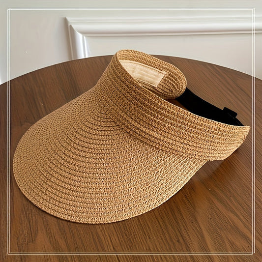 Women's Wide Brim Foldable Straw Sun Visor UV Protection