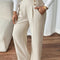 Women’s High-Waisted Wide-Leg Trousers with Elastic Back Waist