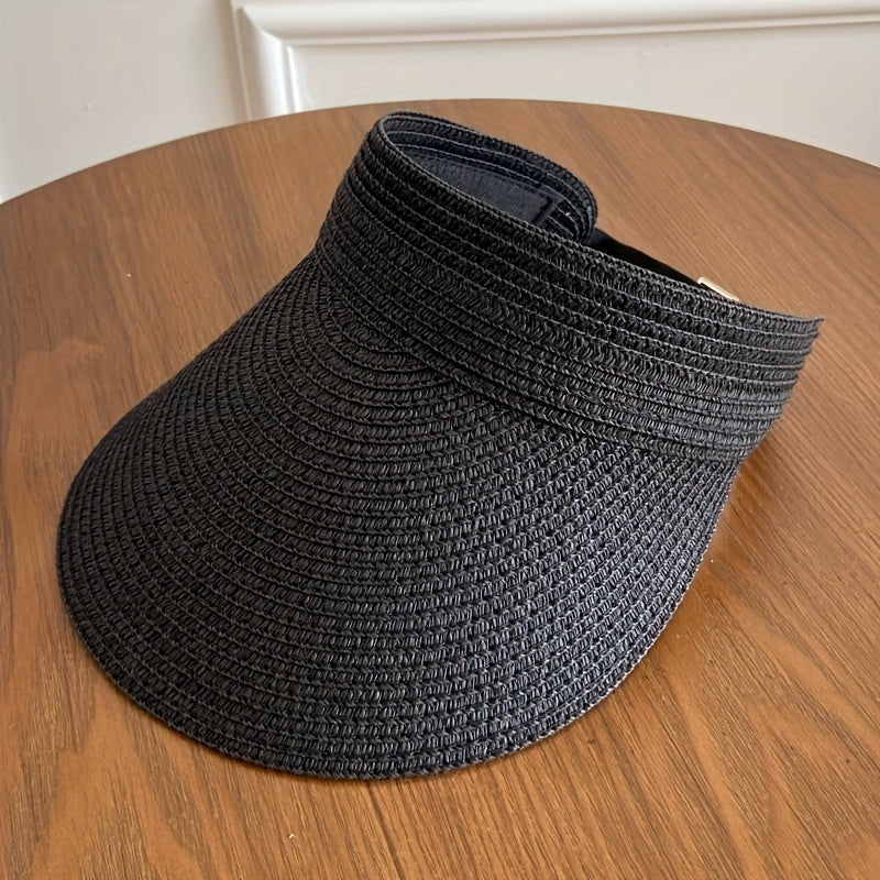 Women's Wide Brim Foldable Straw Sun Visor UV Protection - Image 7