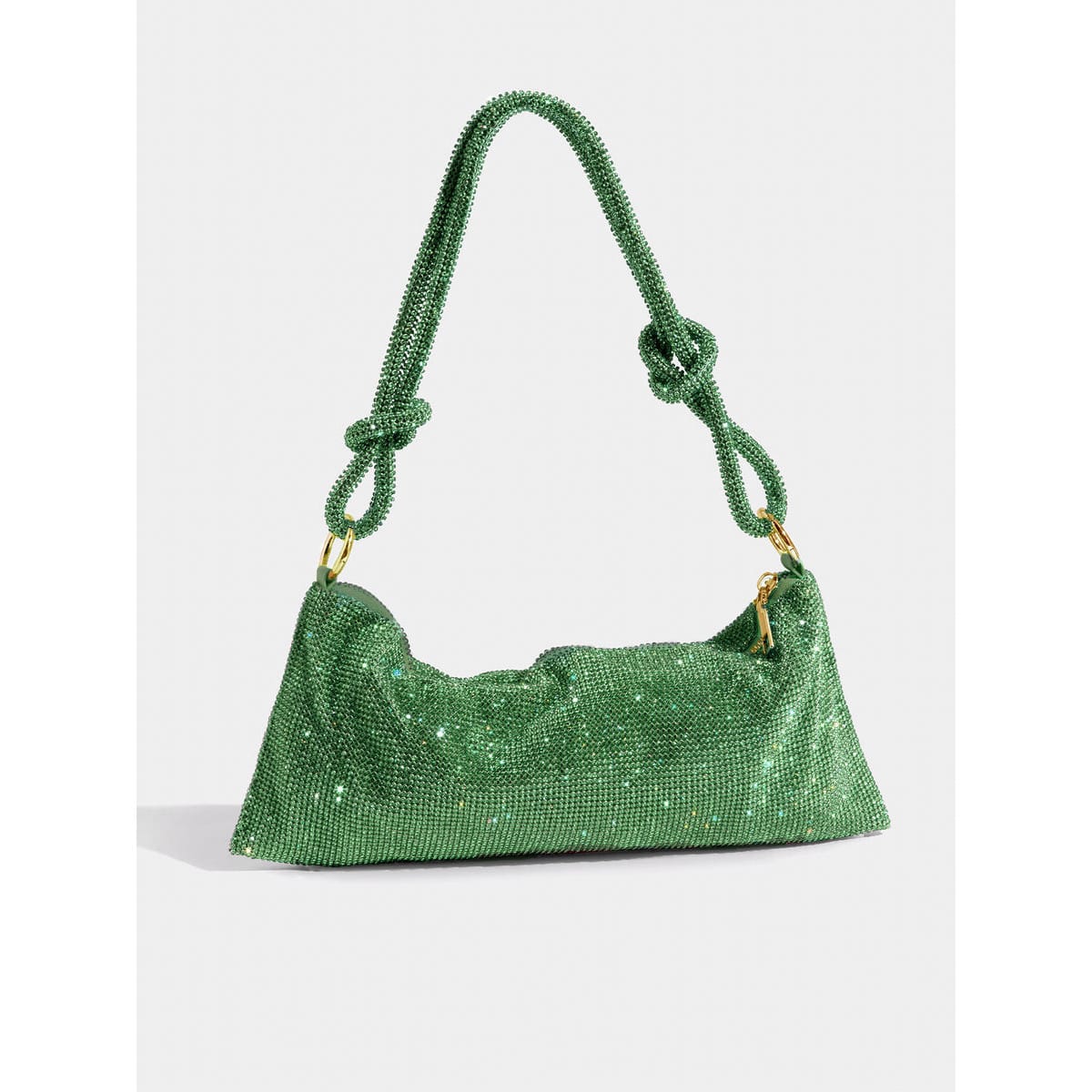 Women Rhinestone Evening Bag Knotted Strap Sparkly Clutch - Image 5