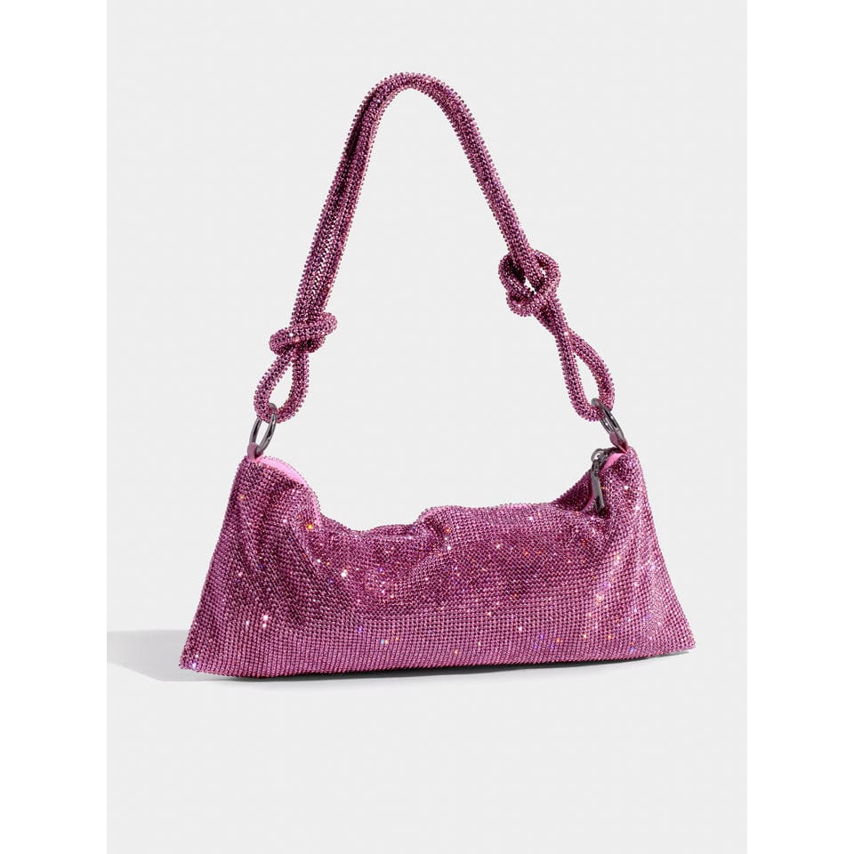 Women Rhinestone Evening Bag Knotted Strap Sparkly Clutch - Image 11