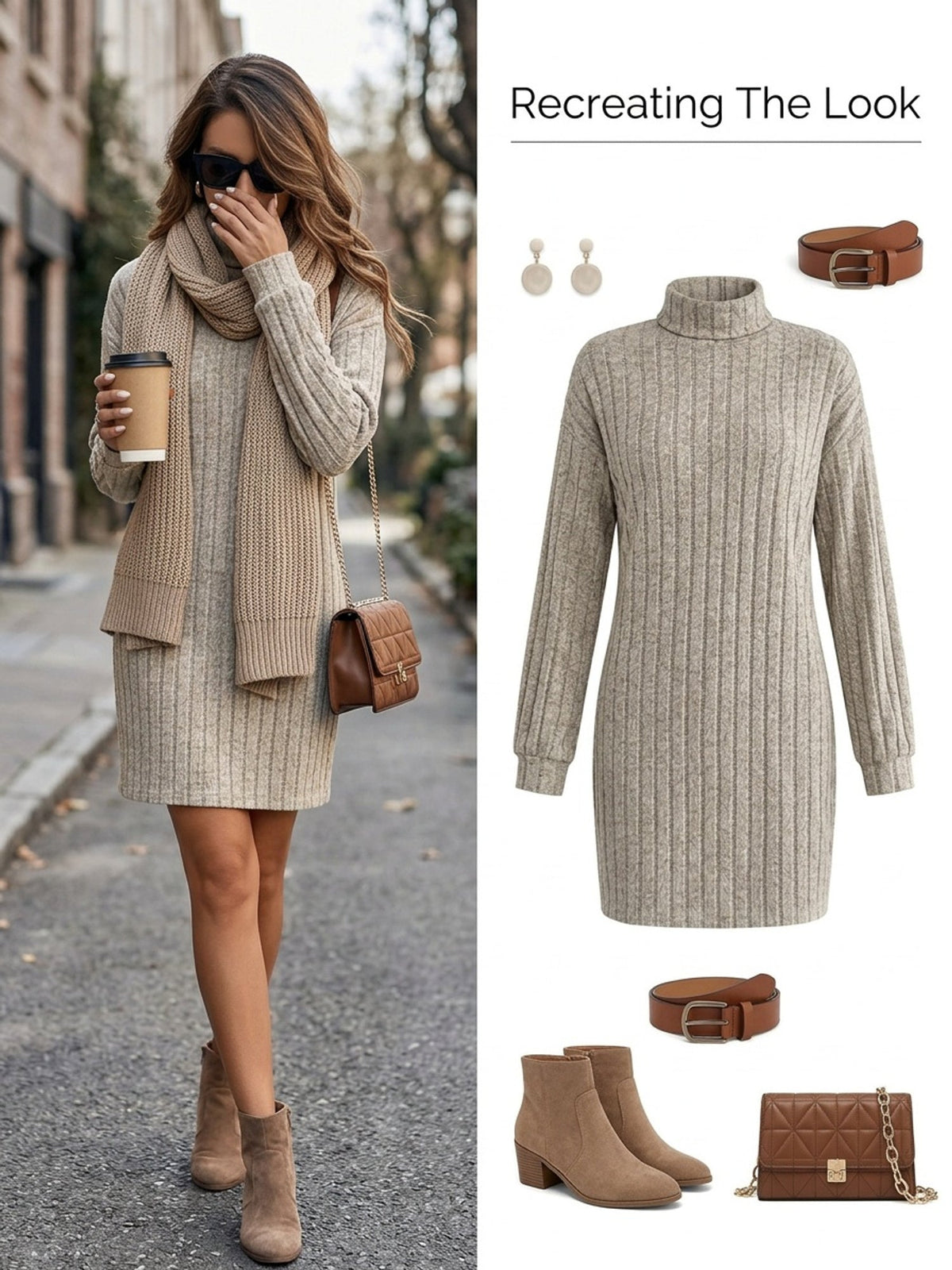 Women Ribbed Knit Sweater Dress - Image 7