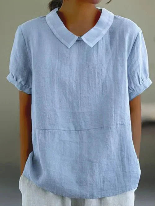 Darcey - Linen Peter Pan Collar Blouse for Women