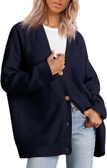 Mallory – Women’s Oversized Cardigan with V Neck and Button Closure