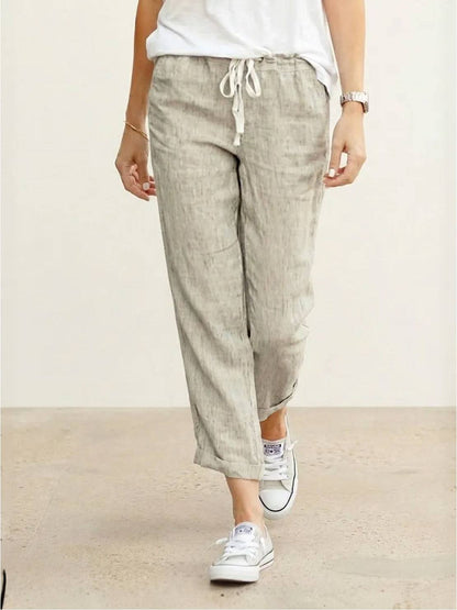 Emiliora – Pantalon slim taille à cordon pour femme