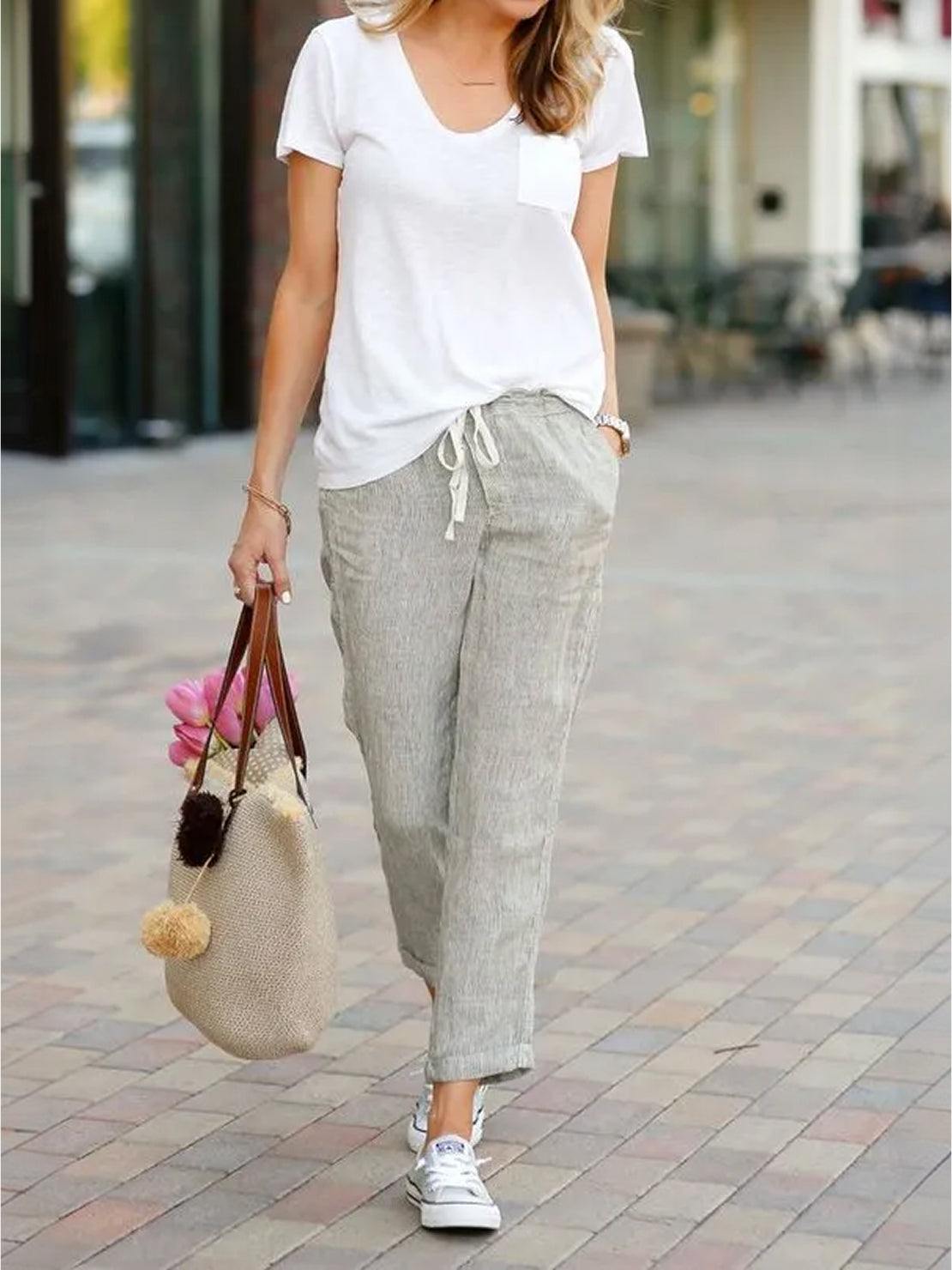 Emiliora – Pantalon slim taille à cordon pour femme