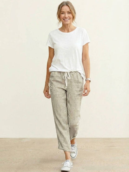 Emiliora – Pantalon slim taille à cordon pour femme