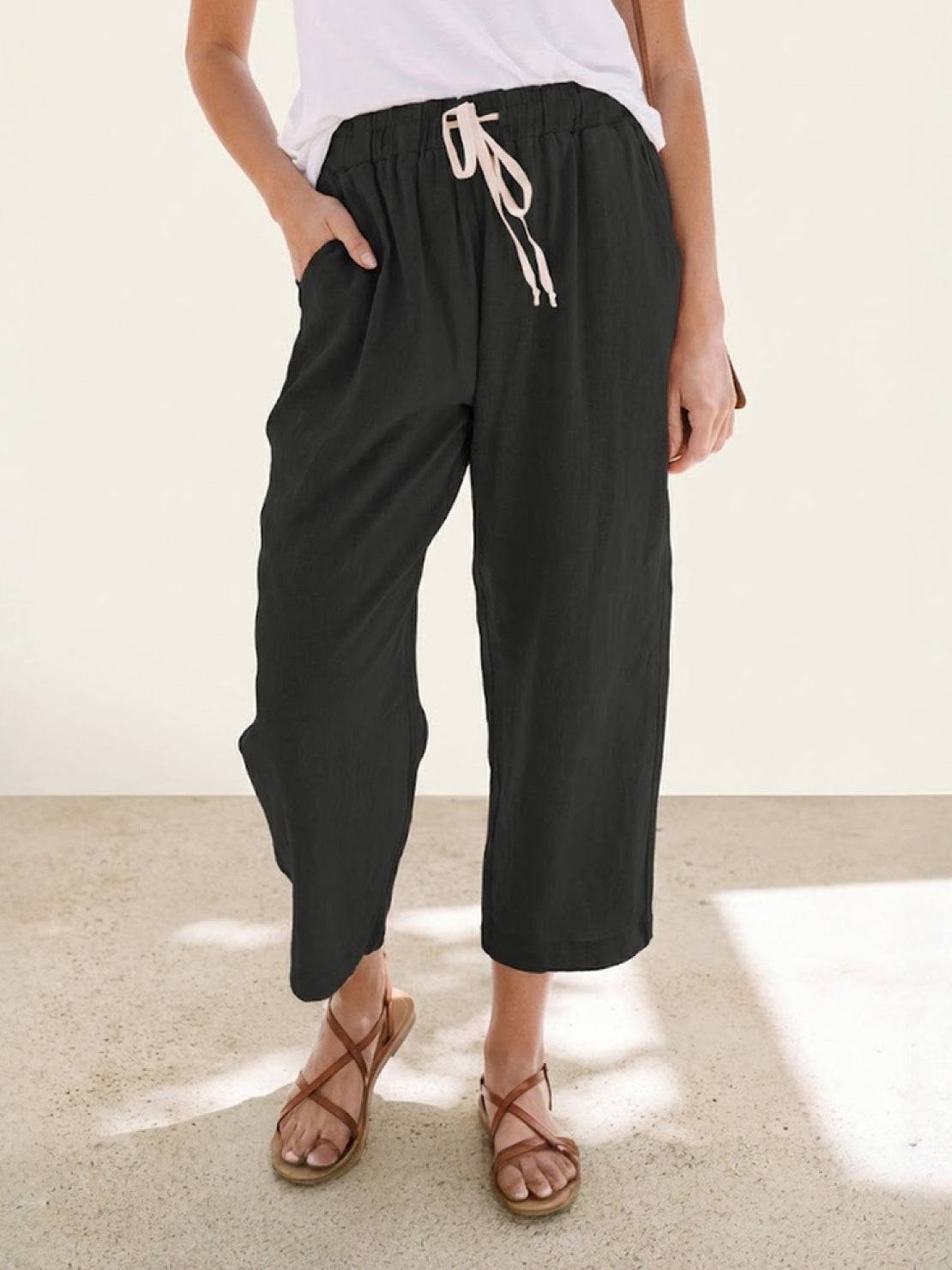Emiliora – Pantalon slim taille à cordon pour femme
