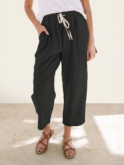 Emiliora – Pantalon slim taille à cordon pour femme