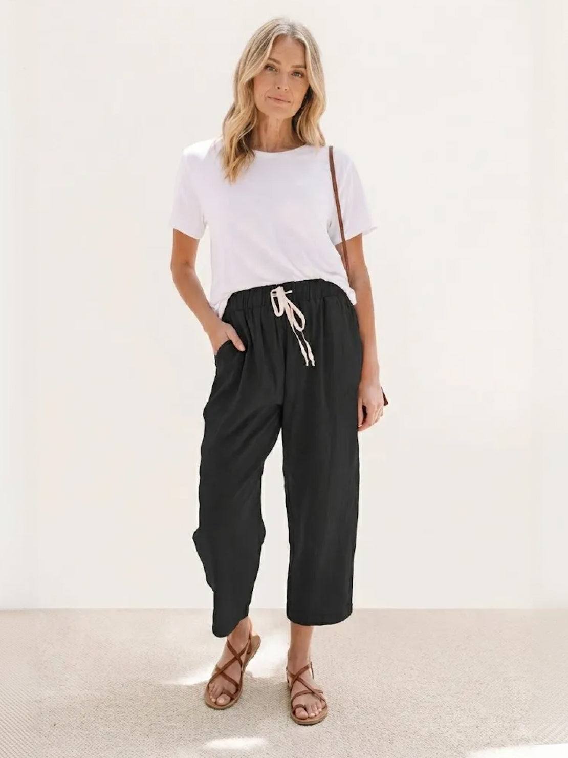 Emiliora – Pantalon slim taille à cordon pour femme