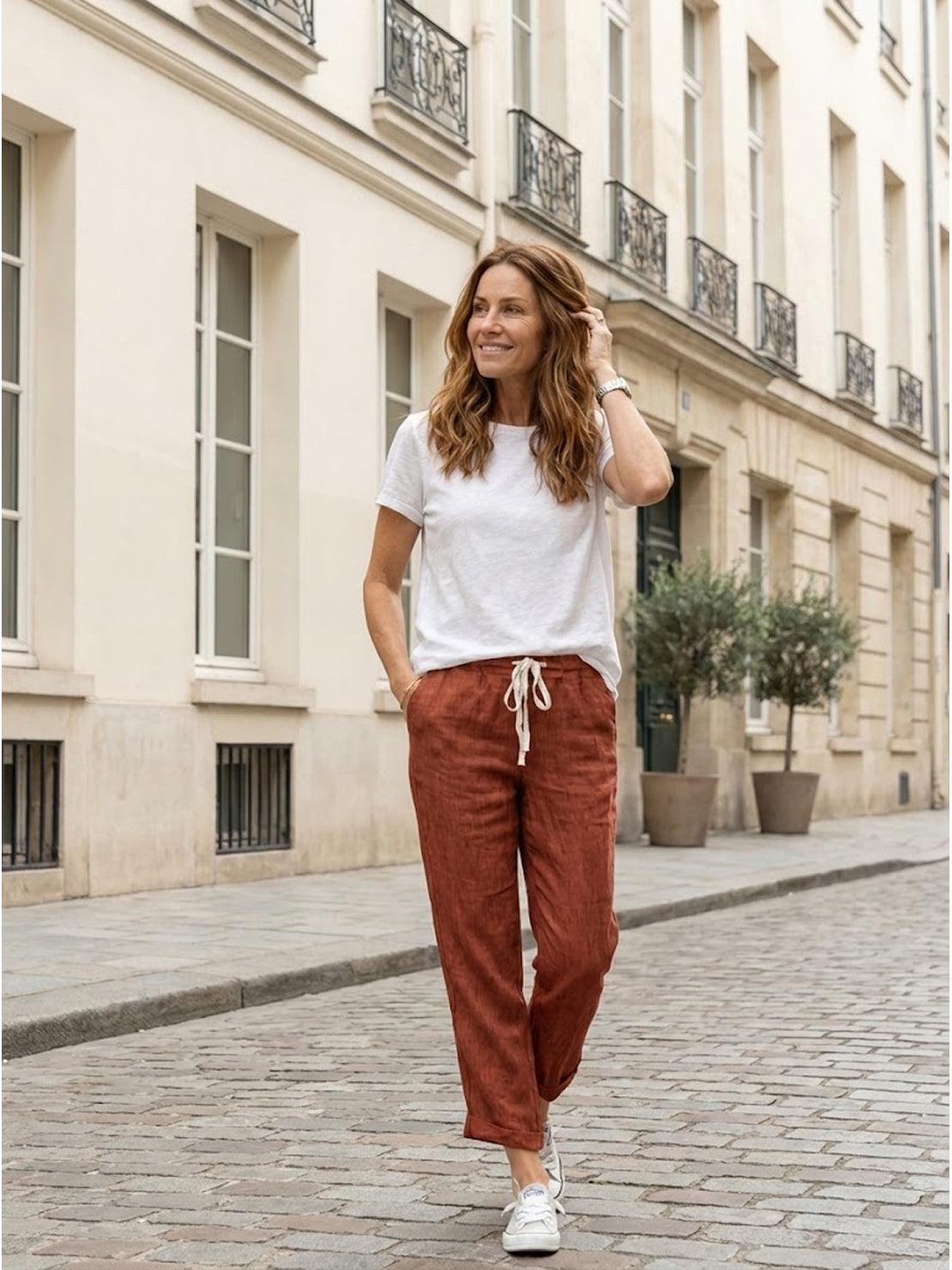Emiliora – Pantalon slim taille à cordon pour femme