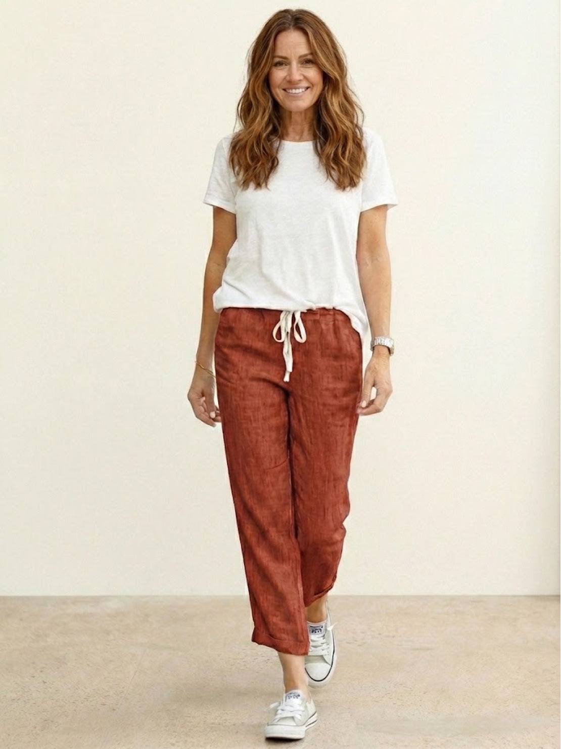Emiliora – Pantalon slim taille à cordon pour femme