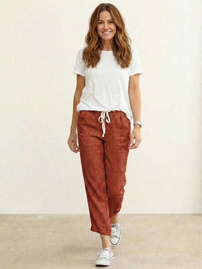 Emiliora – Pantalon slim taille à cordon pour femme