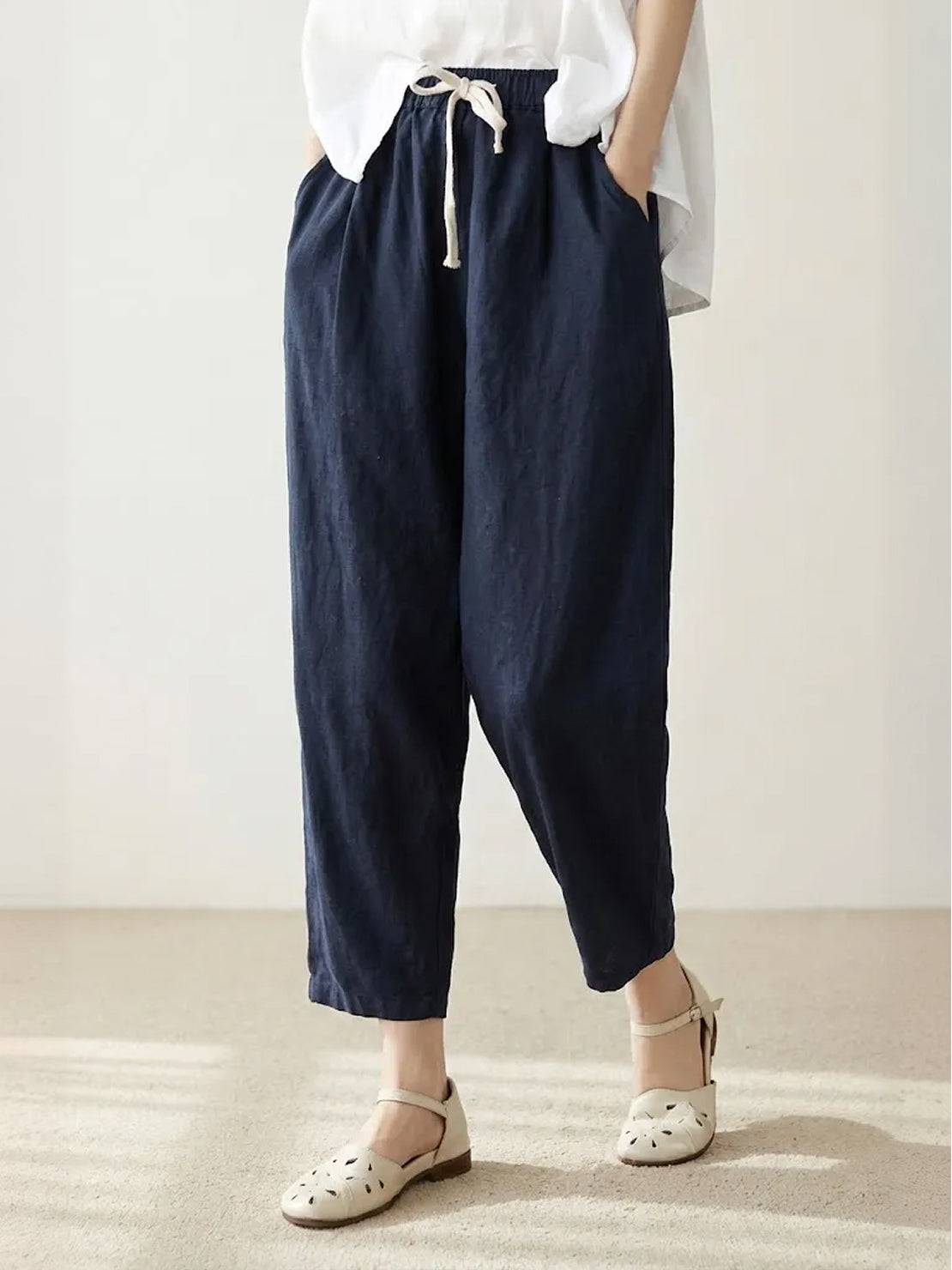 Emiliora – Pantalon slim taille à cordon pour femme