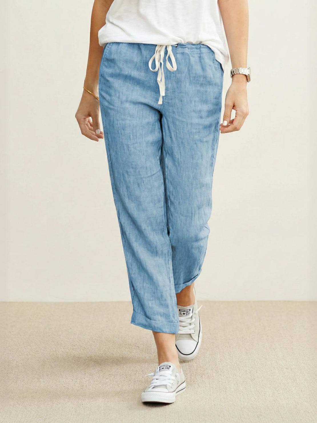 Emiliora – Pantalon slim taille à cordon pour femme