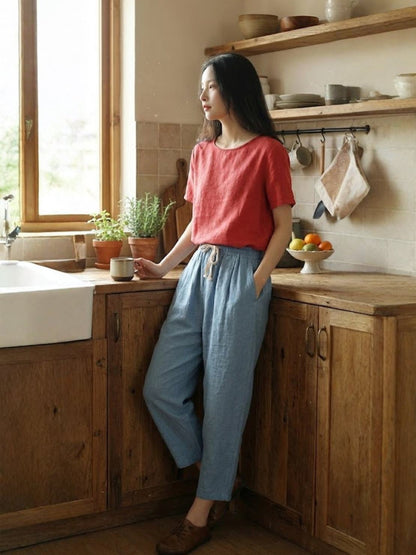 Emiliora – Pantalon slim taille à cordon pour femme