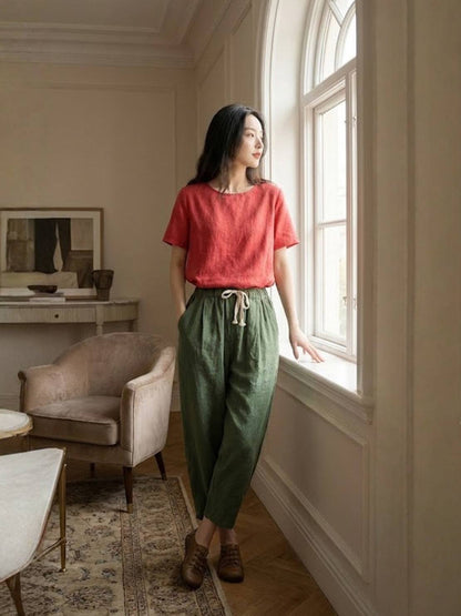 Emiliora – Pantalon slim taille à cordon pour femme